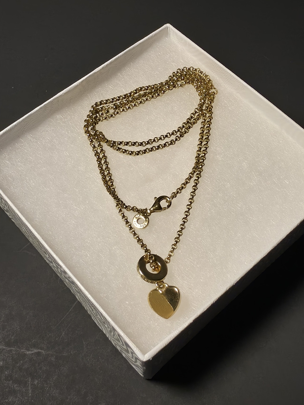 Pandora Gold Layered Heart Pendant Necklace